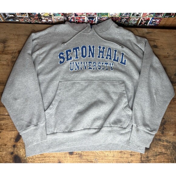 Russell Athletic Pro Cotton Seton Hall University Hoodie Sweatshirt Gray Blue L - Picture 1 of 6